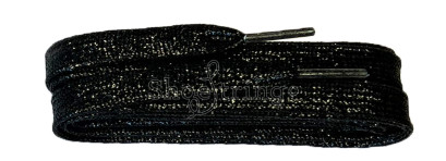 Glitter Black 120cm Flat Laces Banded